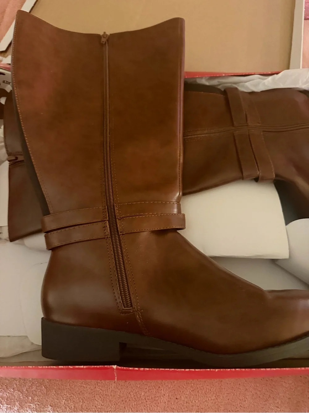 American Eagle Outfitters Tall Brown Leather Buckle Boots